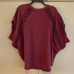 Free People dark rose dolman sleeve top with metal rings